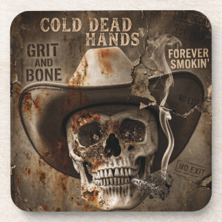 Dessous-de-verre Vintage Grunge Western Cowboy Skull with Cigarette