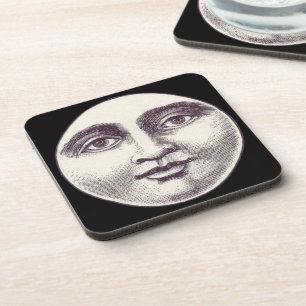 Dessous-de-verre Vintage homme dans la pleine lune visage lune