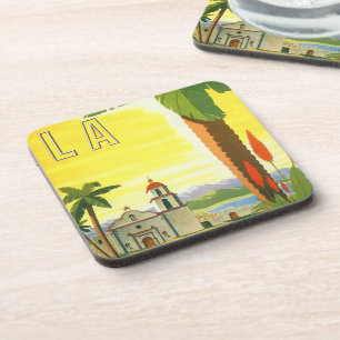 Dessous-de-verre Vintage Los Angeles, Californie Mission avec Palm