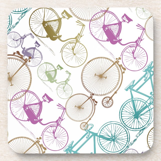 Dessous-de-verre Vintage moderne Vélo couleur brillante Motif néon (Devant)
