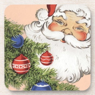 Dessous-de-verre Vintage Noël Père Noël avec Arbre
