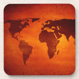 Dessous-de-verre Vintage orange world map