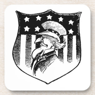 Dessous-de-verre Vintage Patriotic Uncle Sam and American Flag