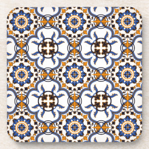 Dessous-de-verre Vintage Portuguese Azulejo Blue Yellow Pattern