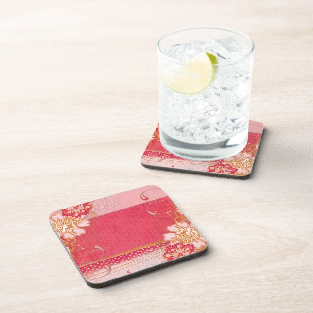 Dessous-de-verre Vintage Red Floral (Côté Droit)