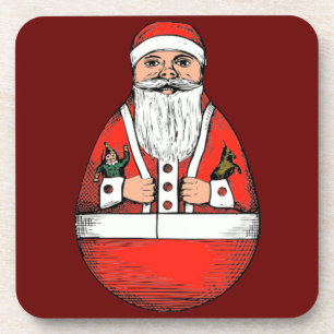 Dessous-de-verre Vintage Rolly Poly Père Noël Ensemble de Dessous d