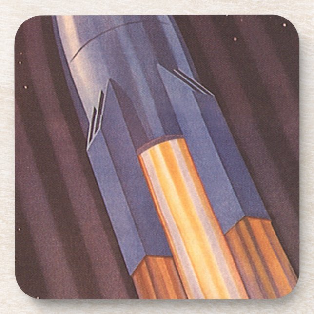 Dessous-de-verre Vintage Science Fiction Space Ship Rockets (Devant)
