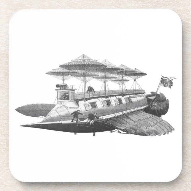 Dessous-de-verre Vintage Science Fiction Steampunk Airship Eclipse (Devant)
