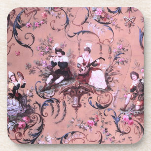 Dessous-de-verre Vintage Toile rose Victorien Style Floral