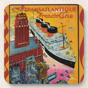 Dessous-de-verre Vintage voyage - ligne française transatlantique