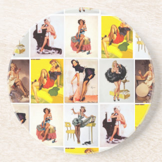 Dessous de verre vintages de la fille Pin-