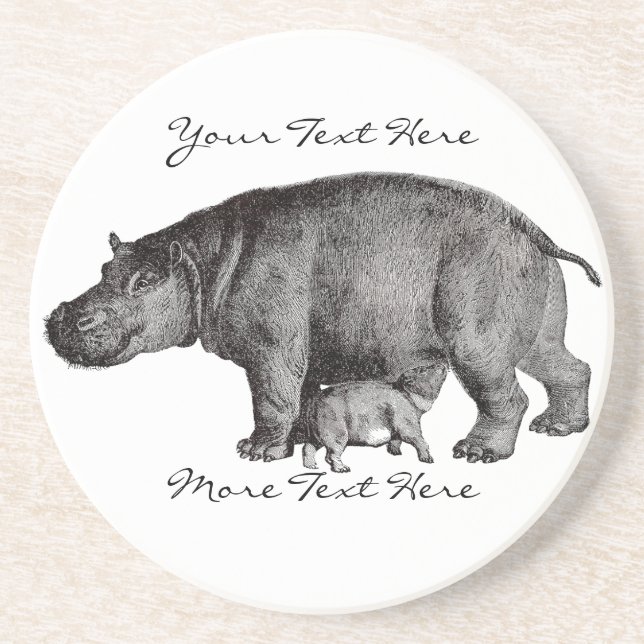 Dessous de verre vintages d'hippopotame (Devant)