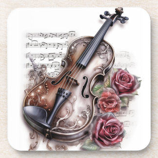 Dessous-de-verre Violon et Rose