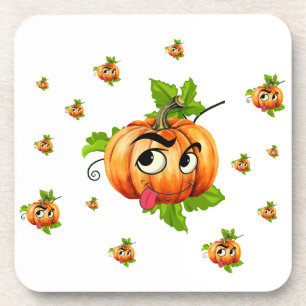 Dessous-de-verre Visage de Citrouille drôle d'Halloween
