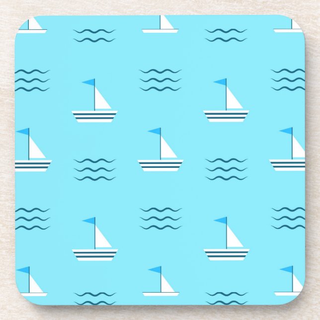 Dessous-de-verre Voiliers sur le motif bleu de mer (Devant)