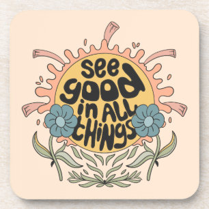 Dessous-de-verre Voir le bon dans toutes les choses Hippie Graphic