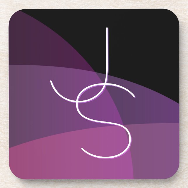 Dessous-de-verre Vos initiales de chevauchement | Moderne violet et (Devant)