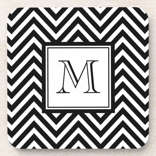 DESSOUS-DE-VERRE VOTRE MONOGRAMME, CHEVRON NOIR (Devant)