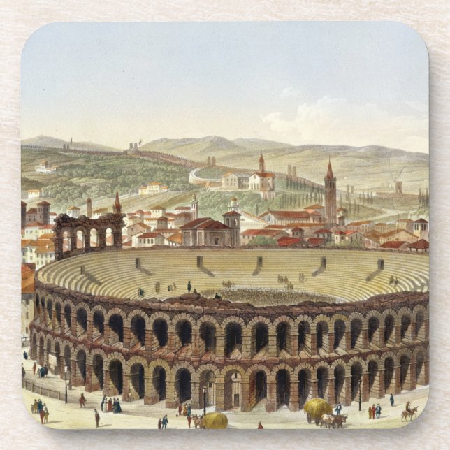 Dessous-de-verre Vue de l'amphithéâtre romain, Vérone, b gravé (Devant)