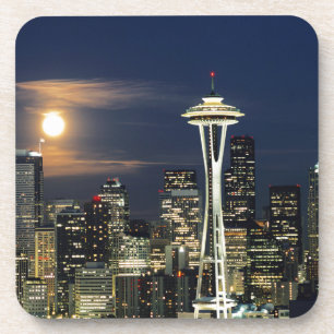 Dessous-de-verre Washington, Seattle, Skyline la nuit à partir de K