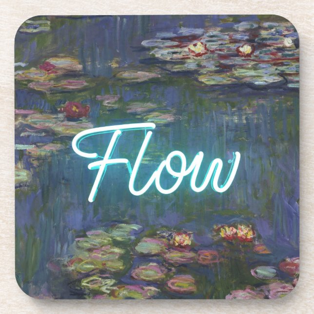 Dessous-de-verre Water Lilies Remix – Neon “FLOW” Wall Art & Gifts (Devant)