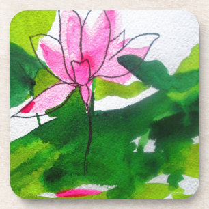 Dessous-de-verre Waterlily abstract watercolour flower art