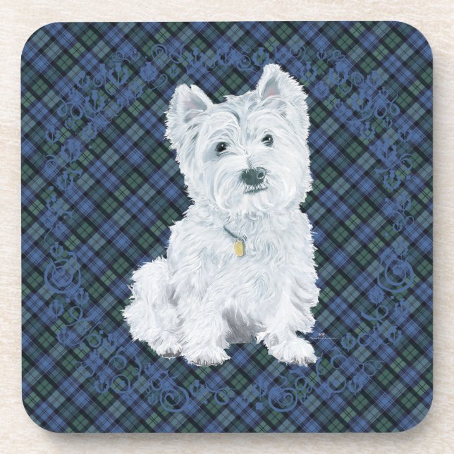 Dessous-de-verre Westie Black Watch Tartan (Devant)