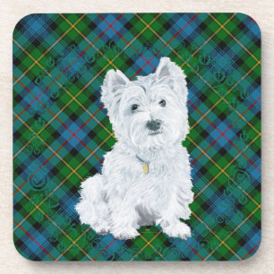 Dessous-de-verre Westie sur Tartan