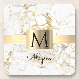 Dessous-de-verre Wh & Gold Marble Gold Box, do-it-yourself Nom Noir