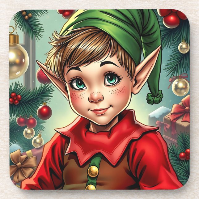 Dessous-de-verre Whimsical Cartoon Elf | Christmas (Devant)