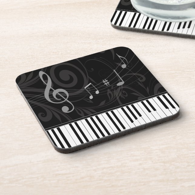 Dessous-de-verre Whimsical piano and musical notes (Côté gauche)
