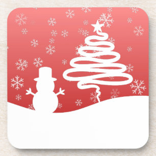 Dessous-de-verre White Christmas Winter Wonderland Snowman Tree