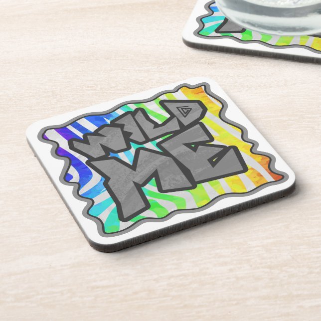 Dessous-de-verre Wild Me Zebra Rainbow et White Print (Côté gauche)