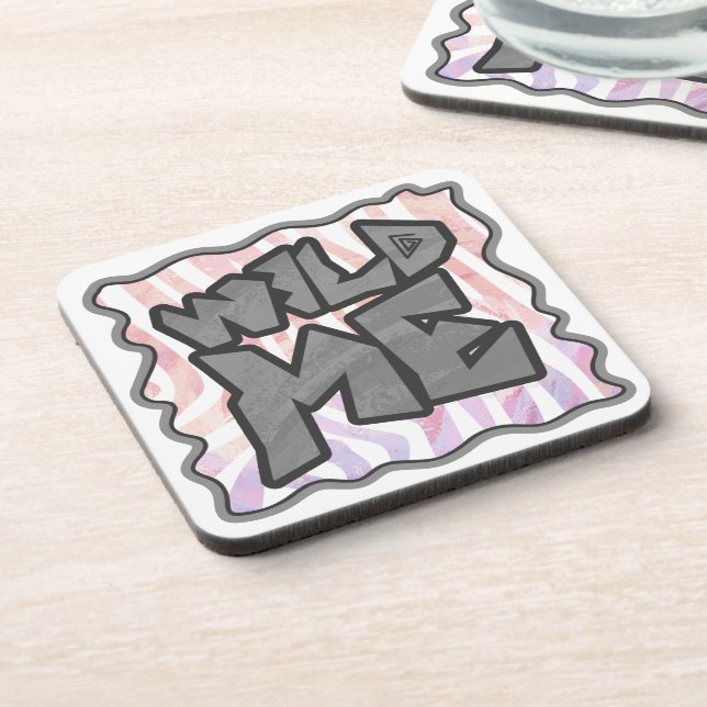 Dessous-de-verre Wild Me Zebra rose et blanc (Côté gauche)