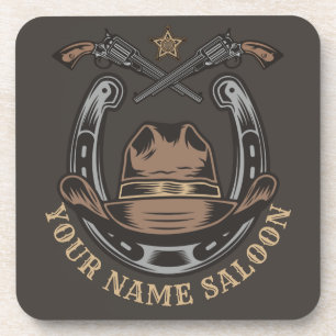 Dessous-de-verre Wild West Revolver Horseshoe Western Cowboy Saloon