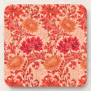Dessous-de-verre William Morris Chrysanthemums, Coral Orange