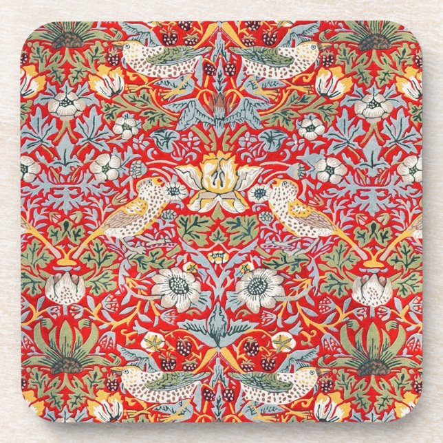 Dessous-de-verre William Morris Crimson Strawberry Thief Dessous de (Devant)