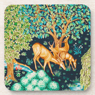 Dessous-de-verre William Morris Deer par un Indigo de la Tapisserie