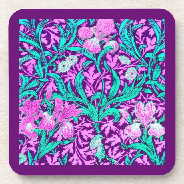 Dessous-de-verre William Morris Irises, Améthyste Violet (Devant)