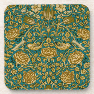 Dessous-de-verre William Morris Tudor Rose Motif Bleu Golden