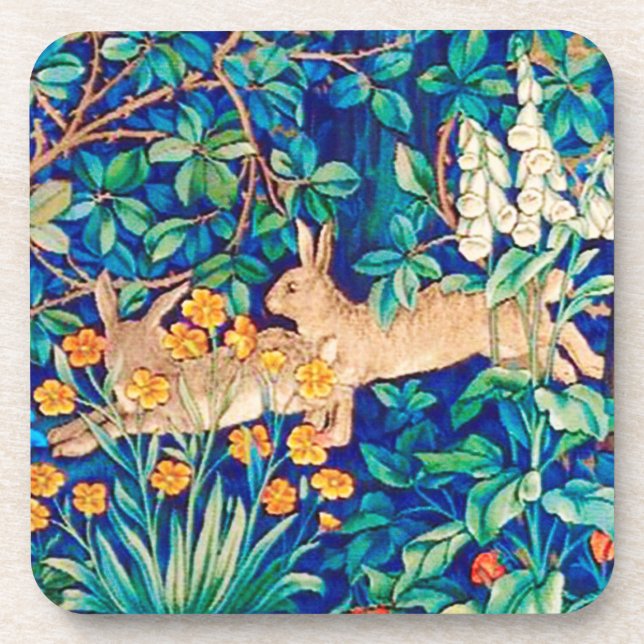 Dessous-de-verre William Morris "Two Hares" Lapins sauvages Imprime (Devant)