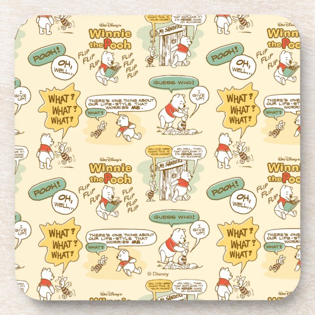 Dessous-de-verre Winnie l'Ooh | Motif de style bande dessinée (Devant)