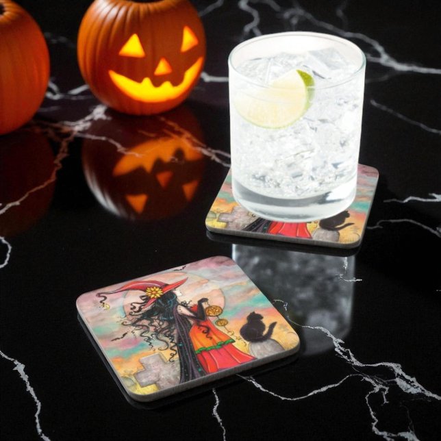 Dessous-de-verre Witch Way Halloween Art par Molly Harrison (Créateur téléchargé)