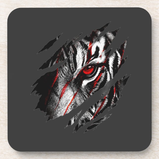 Dessous-de-verre Yeux de tigre animés à travers une égratignure (Devant)