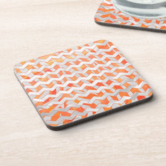 Dessous-de-verre Zebra Chevron orange et blanc (Côté gauche)