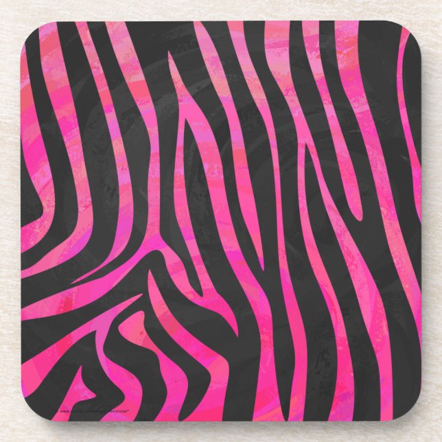 Dessous-de-verre Zebra noir et rose chaud (Devant)
