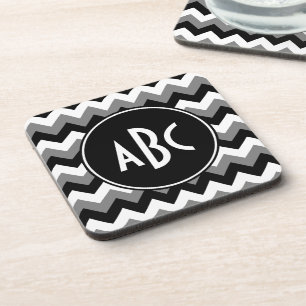 Dessous-de-verre Zigzag noir et blanc gris monogramme