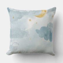 Dessus de coussin Lune en aquarelle bleue – Scanne