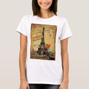 Dessus de T-shirt de coton de Tour Eiffel de Paris