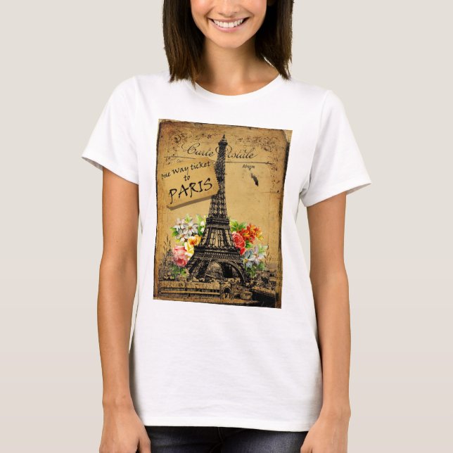 Dessus de T-shirt de coton de Tour Eiffel de Paris (Devant)